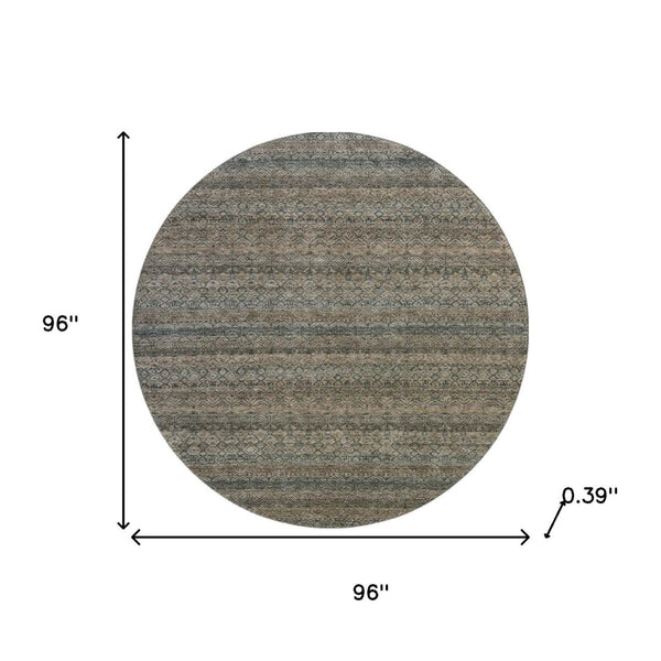 HomeRoots 8' X 10' Chocolate and Gray Striped Washable Area Rug – Durable, Stylish, UV Protected, Easy Care! 718011