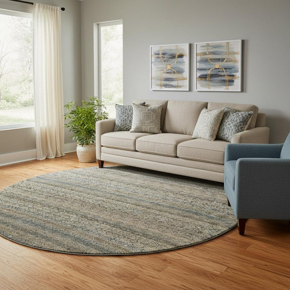 HomeRoots 8' X 10' Chocolate and Gray Striped Washable Area Rug – Durable, Stylish, UV Protected, Easy Care! 718011