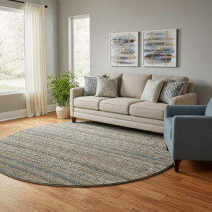 HomeRoots 8' X 10' Chocolate and Gray Striped Washable Area Rug – Durable, Stylish, UV Protected, Easy Care! 718011