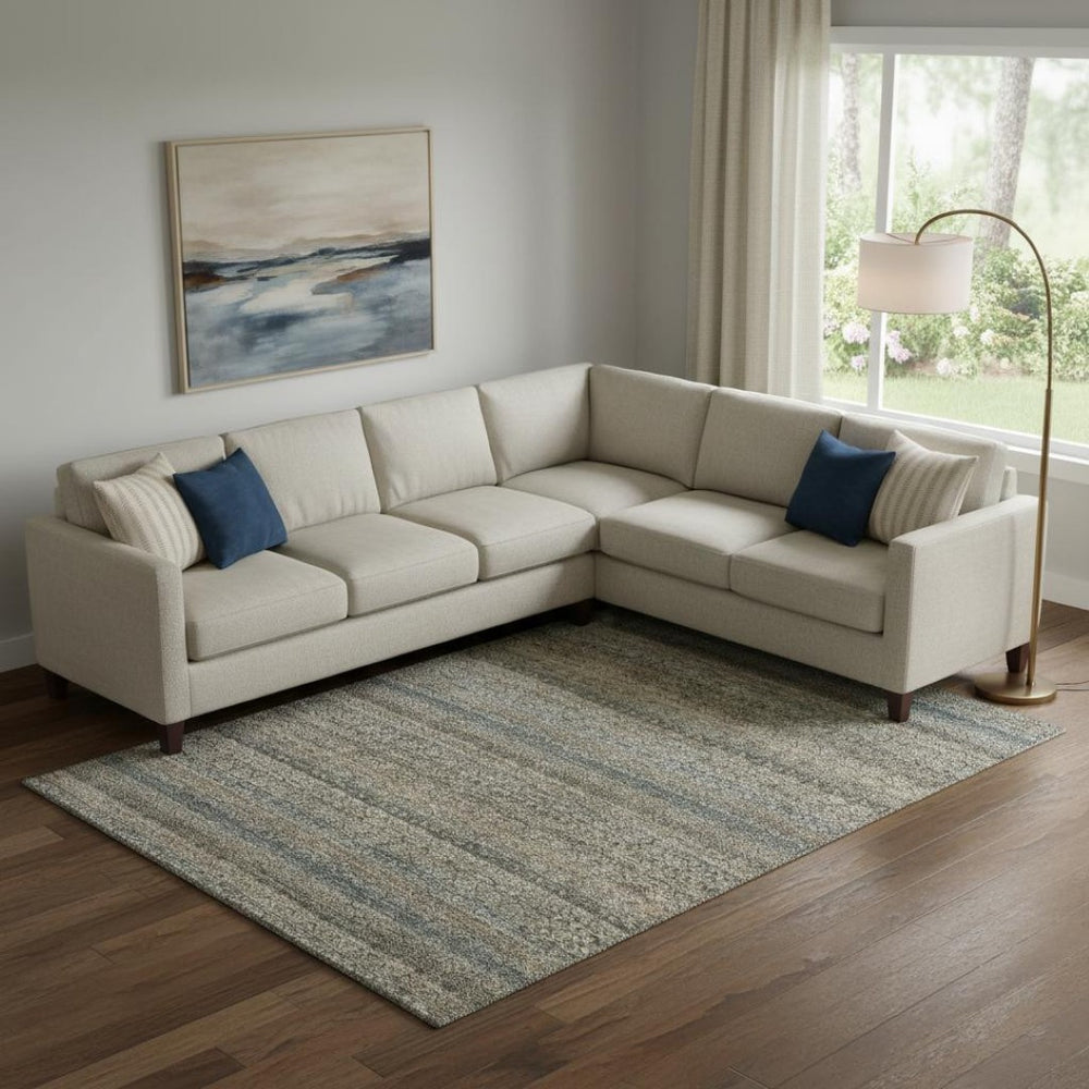 HomeRoots 9' X 12' Chocolate and Gray Striped Area Rug - Machine Washable, UV Protected, Durable Comfort! 718012