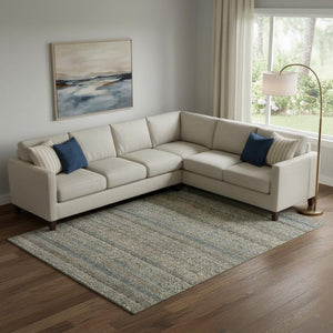 HomeRoots 9' X 12' Chocolate and Gray Striped Area Rug - Machine Washable, UV Protected, Durable Comfort! 718012