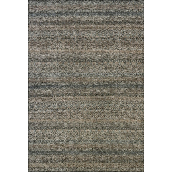 HomeRoots 10' X 14' Washable Chocolate & Gray Striped Area Rug with UV Protection – Durable, Stylish & Easy-Care! 718013