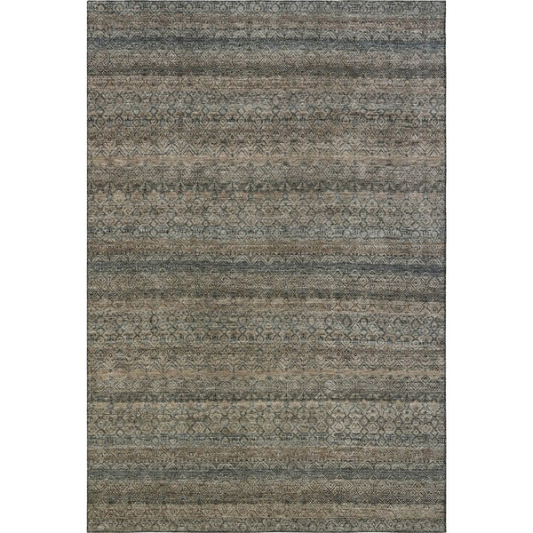 HomeRoots 10' X 14' Washable Chocolate & Gray Striped Area Rug with UV Protection – Durable, Stylish & Easy-Care! 718013