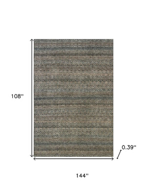 HomeRoots 10' X 14' Washable Chocolate & Gray Striped Area Rug with UV Protection – Durable, Stylish & Easy-Care! 718013