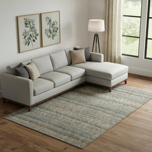 HomeRoots 10' X 14' Washable Chocolate & Gray Striped Area Rug with UV Protection – Durable, Stylish & Easy-Care! 718013