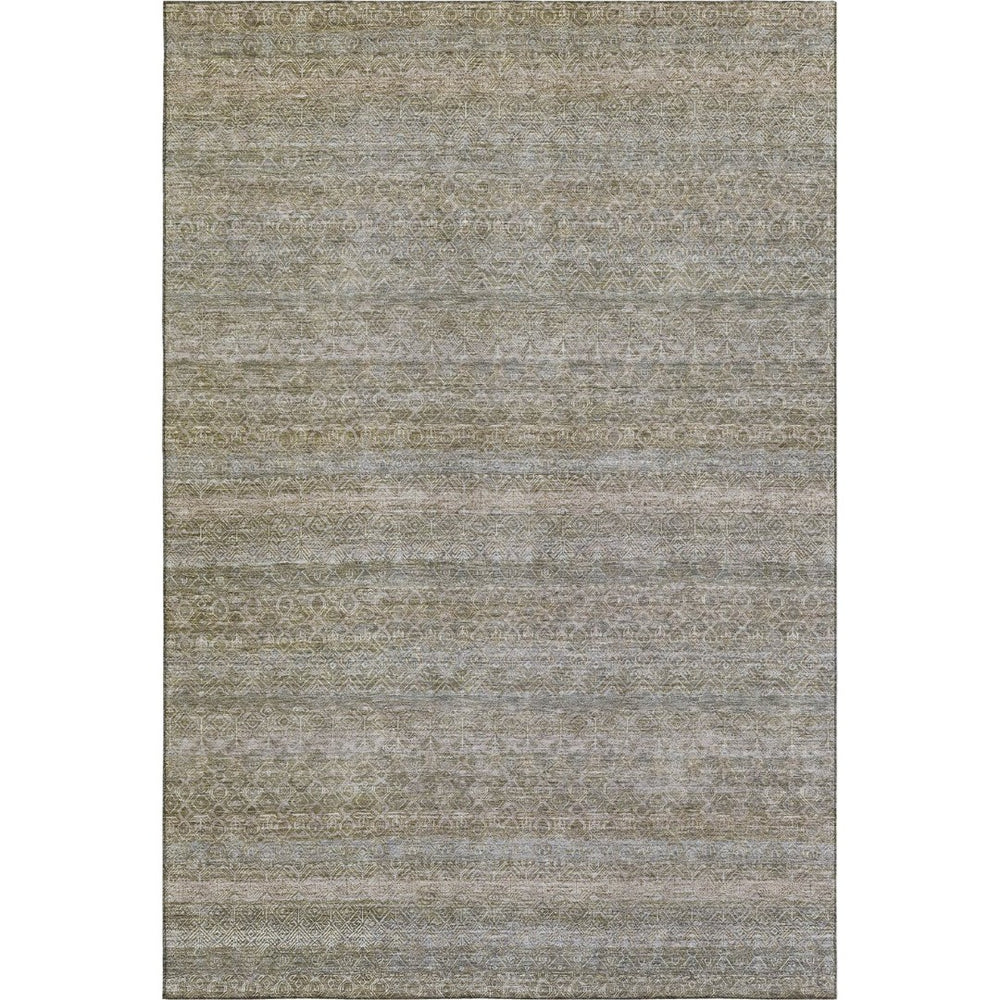 HomeRoots 5' X 8' Khaki and Beige Striped Area Rug – Machine Washable, UV Protected, Durable & Stylish Decor 718015