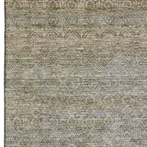 HomeRoots 8' Washable Round Rug in Khaki and Beige Stripes - Durable, Stain-Resistant, UV-Protected Design! 718016