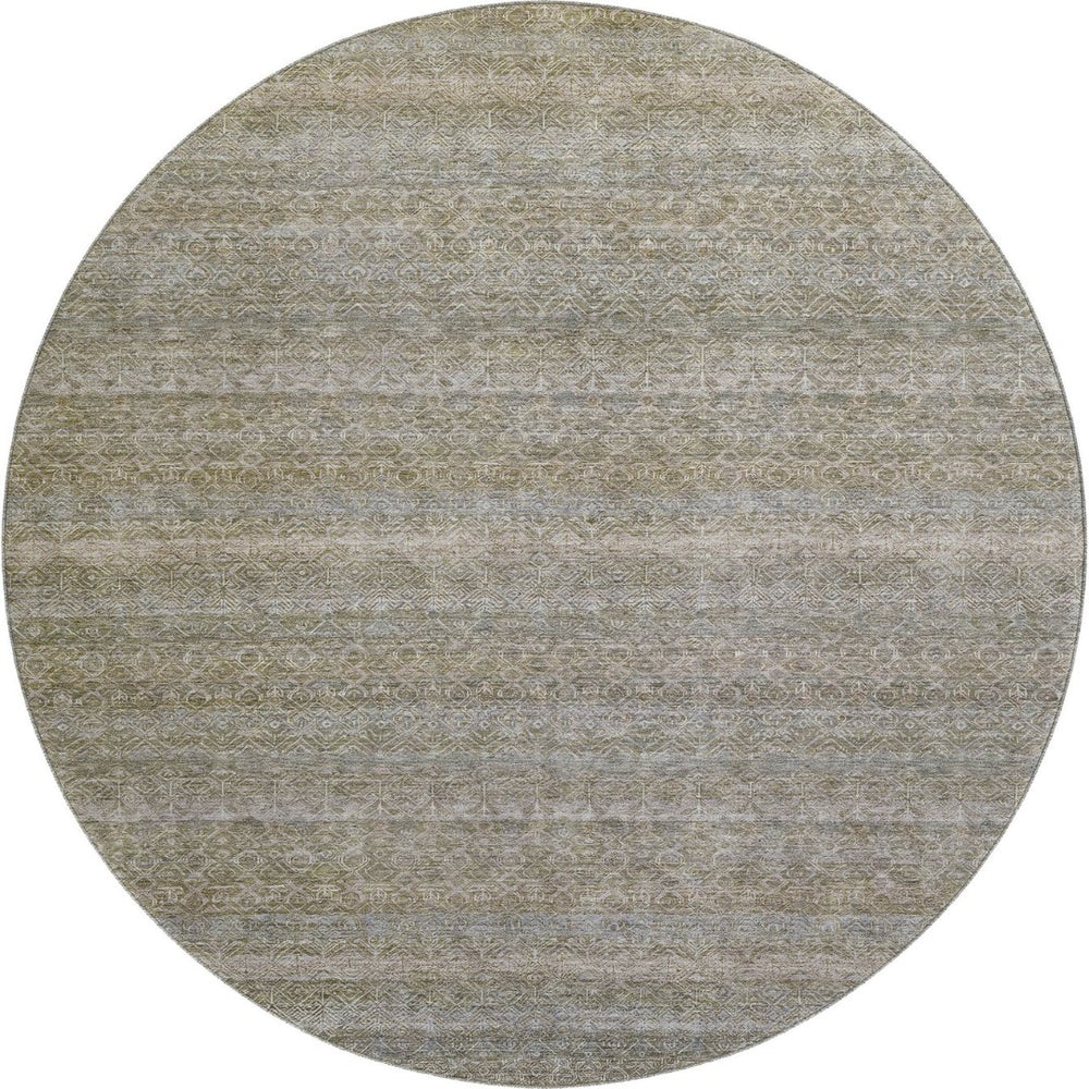 HomeRoots 8' X 10' Stylish Khaki & Beige Striped Washable Area Rug with UV Protection for Busy Homes 718017