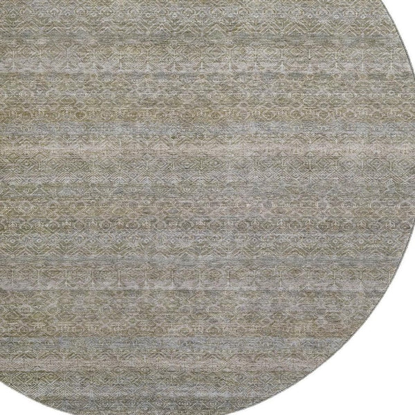 HomeRoots 8' X 10' Stylish Khaki & Beige Striped Washable Area Rug with UV Protection for Busy Homes 718017