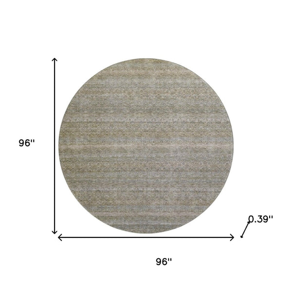 HomeRoots 8' X 10' Stylish Khaki & Beige Striped Washable Area Rug with UV Protection for Busy Homes 718017