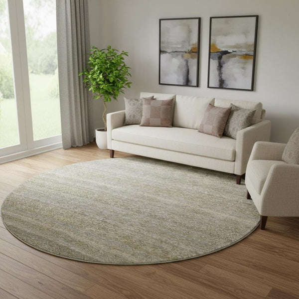 HomeRoots 8' X 10' Stylish Khaki & Beige Striped Washable Area Rug with UV Protection for Busy Homes 718017