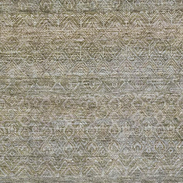 HomeRoots 9' X 12' Durable Khaki and Beige Striped Washable Area Rug with UV Protection for High-Traffic Spaces 718018