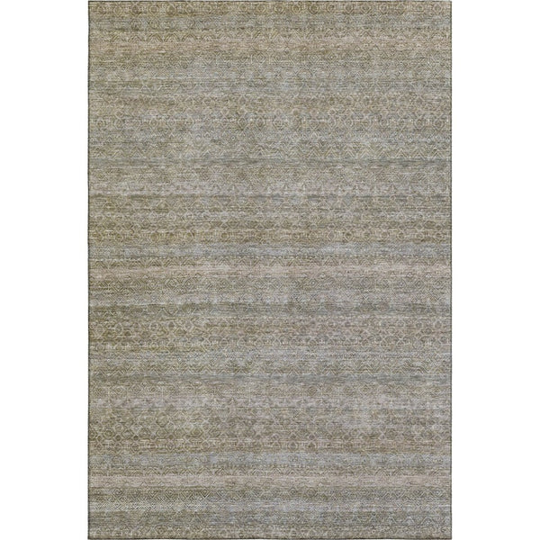 HomeRoots 10' Khaki And Beige Striped Area Rug – Durable, Washable, UV-Protected for High-Traffic Spaces 718019