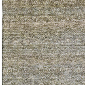 HomeRoots 10' Khaki And Beige Striped Area Rug – Durable, Washable, UV-Protected for High-Traffic Spaces 718019