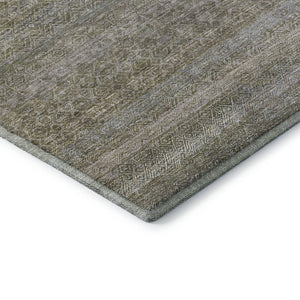 HomeRoots 10' Khaki And Beige Striped Area Rug – Durable, Washable, UV-Protected for High-Traffic Spaces 718019