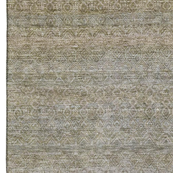 HomeRoots 10' Khaki And Beige Striped Area Rug – Durable, Washable, UV-Protected for High-Traffic Spaces 718019