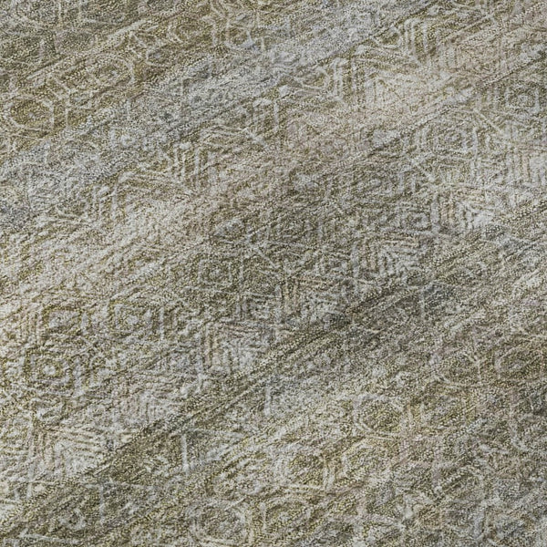 HomeRoots 10' Khaki And Beige Striped Area Rug – Durable, Washable, UV-Protected for High-Traffic Spaces 718019