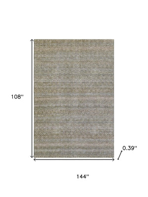 HomeRoots 10' Khaki And Beige Striped Area Rug – Durable, Washable, UV-Protected for High-Traffic Spaces 718019