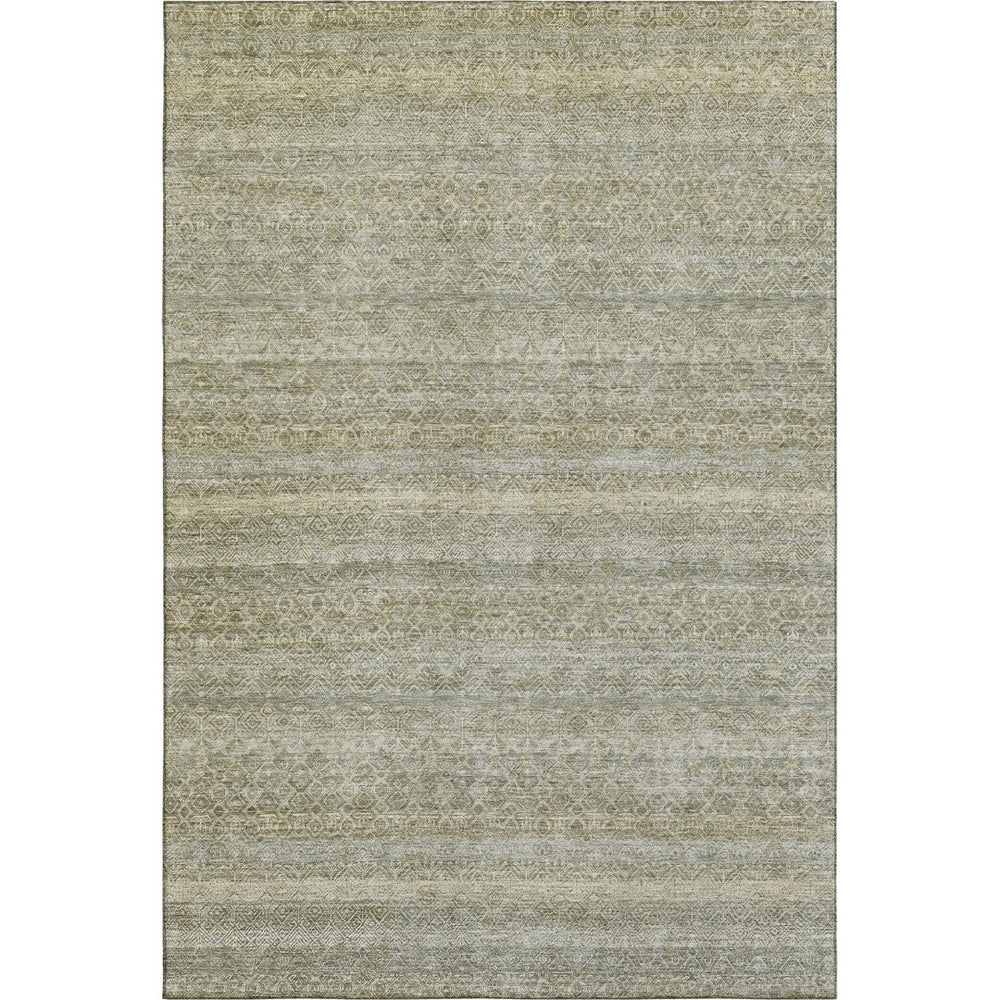 HomeRoots 5' x 8' Linen and Beige Striped Washable Area Rug - Pet-Friendly, UV Protected, Easy Care Design 718021
