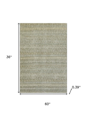 HomeRoots 5' x 8' Linen and Beige Striped Washable Area Rug - Pet-Friendly, UV Protected, Easy Care Design 718021