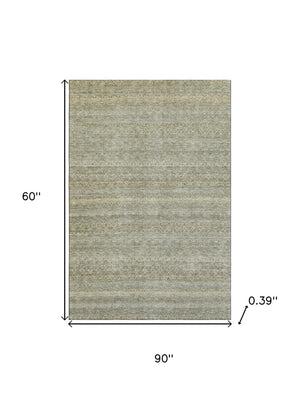 HomeRoots 8' Stylish Washable Round Rug in Linen & Beige Stripes - UV Protected, Stain Resistant & Non-Slip Design 718022