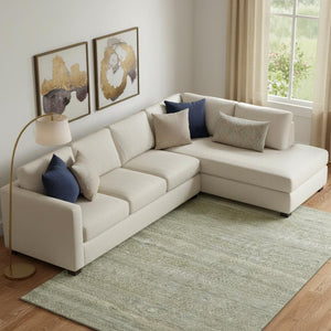 HomeRoots 9' X 12' Linen & Beige Striped Washable Area Rug - Soft, Stain-Resistant, UV Protected for Durability 718024