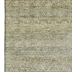 HomeRoots 10' X 14' Linen & Beige Striped Area Rug - Stain-Resistant, Machine-Washable with UV Protection 718025