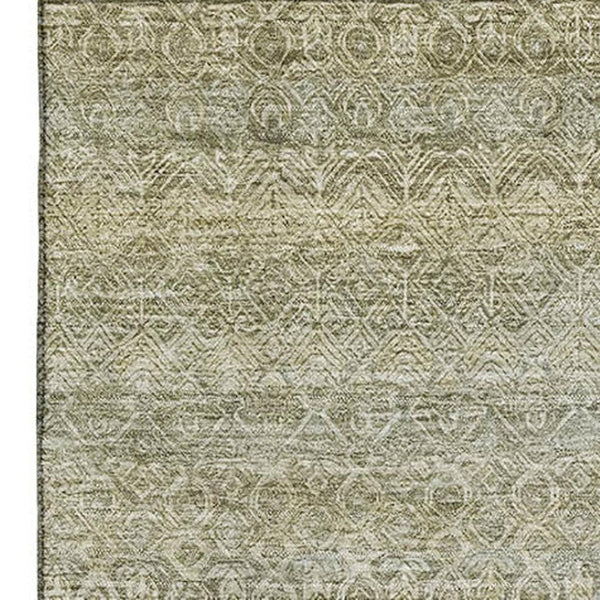HomeRoots 10' X 14' Linen & Beige Striped Area Rug - Stain-Resistant, Machine-Washable with UV Protection 718025