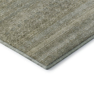 HomeRoots 10' X 14' Linen & Beige Striped Area Rug - Stain-Resistant, Machine-Washable with UV Protection 718025