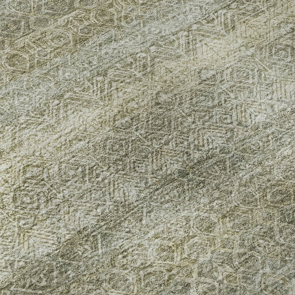 HomeRoots 10' X 14' Linen & Beige Striped Area Rug - Stain-Resistant, Machine-Washable with UV Protection 718025