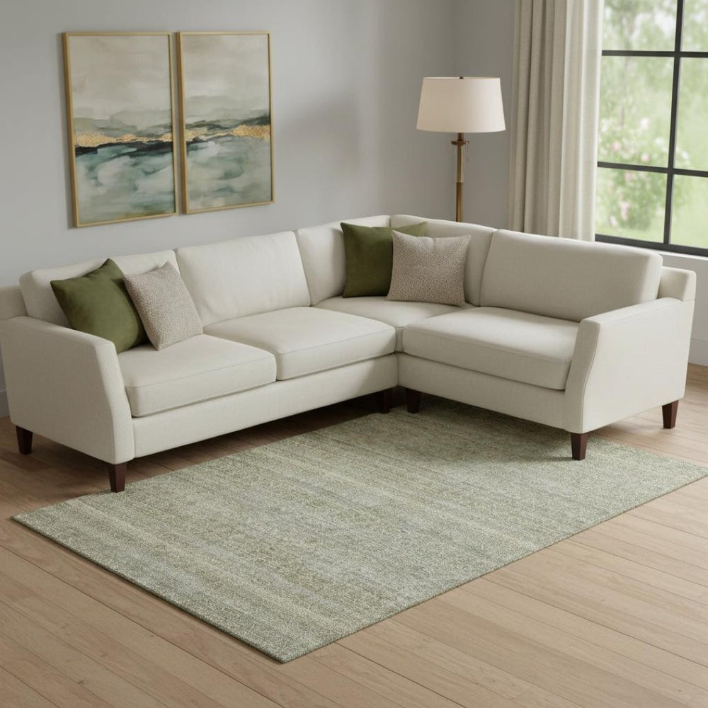 HomeRoots 10' X 14' Linen & Beige Striped Area Rug - Stain-Resistant, Machine-Washable with UV Protection 718025