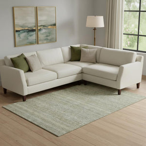 HomeRoots 10' X 14' Linen & Beige Striped Area Rug - Stain-Resistant, Machine-Washable with UV Protection 718025