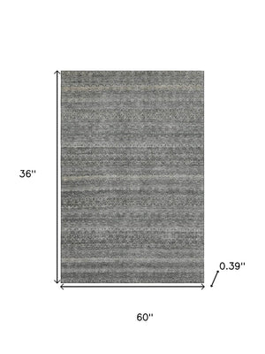 HomeRoots 5' X 8' Durable Pewter and Gray Striped Area Rug - Machine Washable, UV Protected for High Traffic Areas 718027