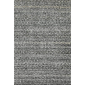 HomeRoots 8' Stylish Pewter and Gray Striped Round Rug - Washable, Durable, UV Protected for High-Traffic Areas 718028