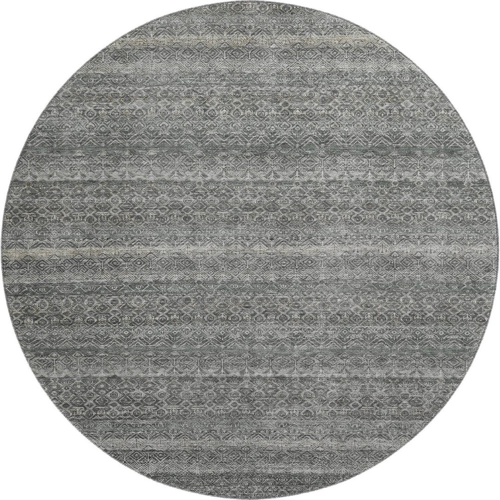HomeRoots 8' X 10' Durable Pewter & Gray Striped Washable Area Rug with UV Protection for High-Traffic Spaces 718029