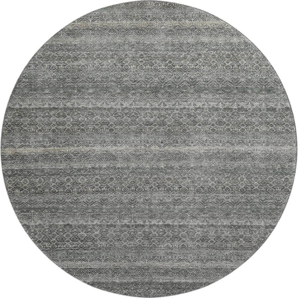 HomeRoots 8' X 10' Durable Pewter & Gray Striped Washable Area Rug with UV Protection for High-Traffic Spaces 718029