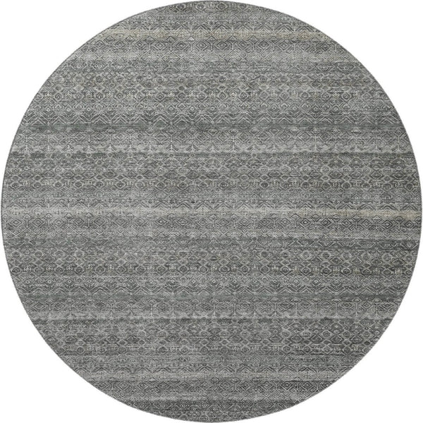 HomeRoots 8' X 10' Durable Pewter & Gray Striped Washable Area Rug with UV Protection for High-Traffic Spaces 718029