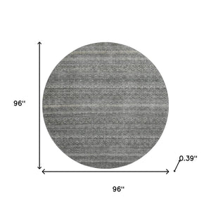 HomeRoots 8' X 10' Durable Pewter & Gray Striped Washable Area Rug with UV Protection for High-Traffic Spaces 718029