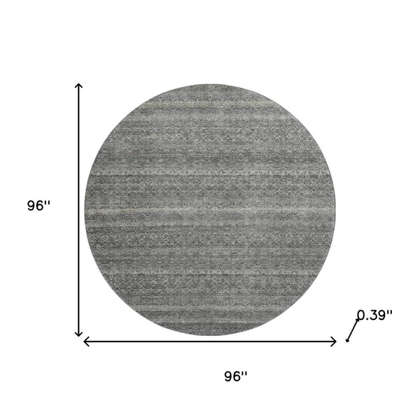 HomeRoots 8' X 10' Durable Pewter & Gray Striped Washable Area Rug with UV Protection for High-Traffic Spaces 718029