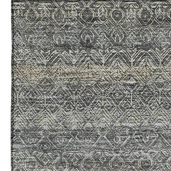 HomeRoots 9' X 12' Pewter Gray Striped Area Rug – Stylish, Durable, Washable & UV Protected for Busy Homes 718030