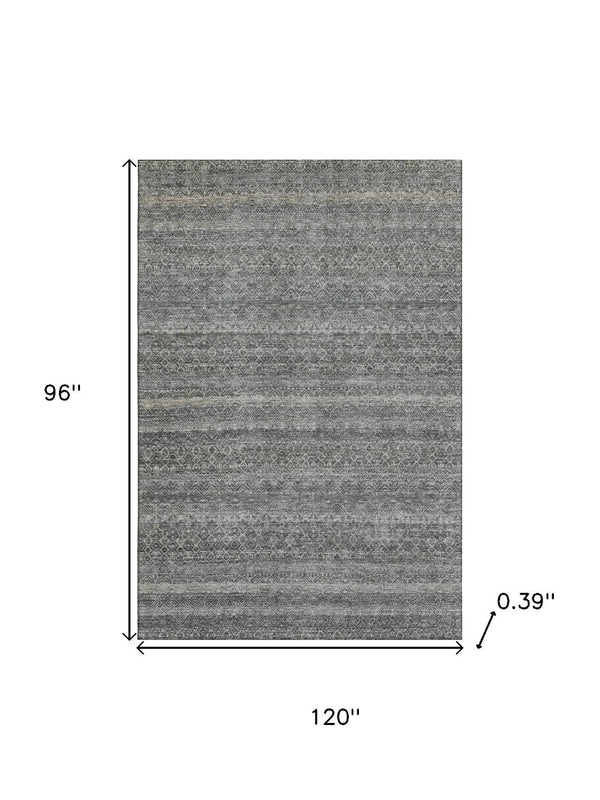 HomeRoots 9' X 12' Pewter Gray Striped Area Rug – Stylish, Durable, Washable & UV Protected for Busy Homes 718030