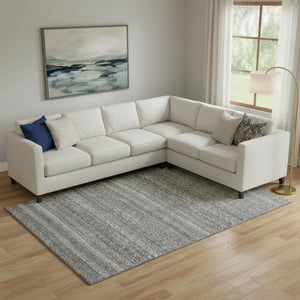 HomeRoots 9' X 12' Pewter Gray Striped Area Rug – Stylish, Durable, Washable & UV Protected for Busy Homes 718030