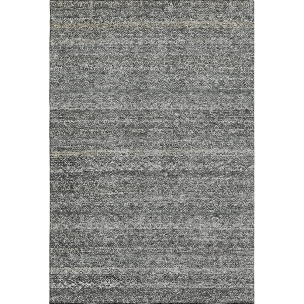 HomeRoots 10' X 14' Striped Pewter and Gray Area Rug – Washable, UV Protected, Stain Resistant for Busy Homes 718031