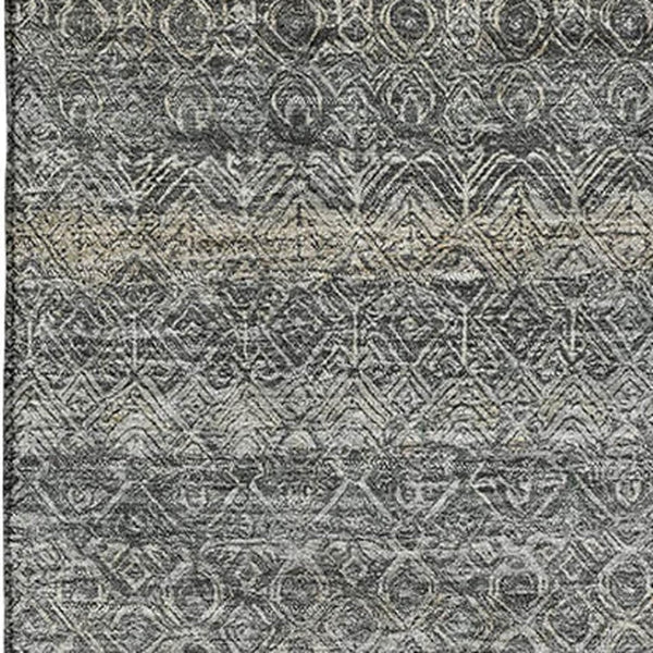 HomeRoots 10' X 14' Striped Pewter and Gray Area Rug – Washable, UV Protected, Stain Resistant for Busy Homes 718031