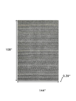HomeRoots 10' X 14' Striped Pewter and Gray Area Rug – Washable, UV Protected, Stain Resistant for Busy Homes 718031