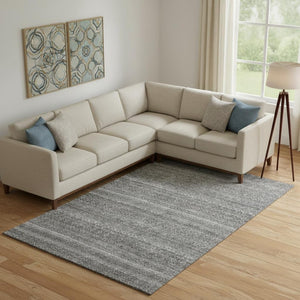 HomeRoots 10' X 14' Striped Pewter and Gray Area Rug – Washable, UV Protected, Stain Resistant for Busy Homes 718031