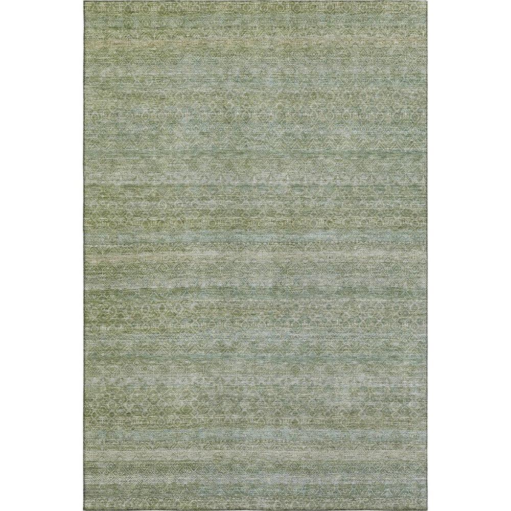 HomeRoots 5' X 8' Sage and Gray Striped Area Rug – Washable, UV-Protected, Non-Slip for High-Traffic Homes 718033