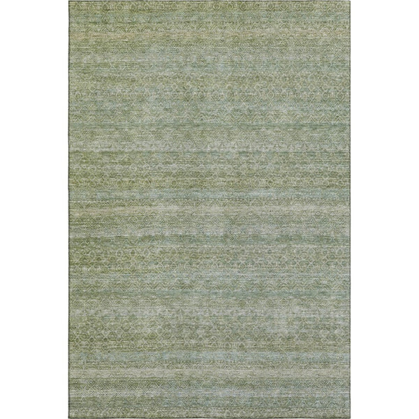 HomeRoots 8' Sage and Gray Striped Round Rug - Washable, UV Protected, Durable, Perfect for High-Traffic Areas 718034