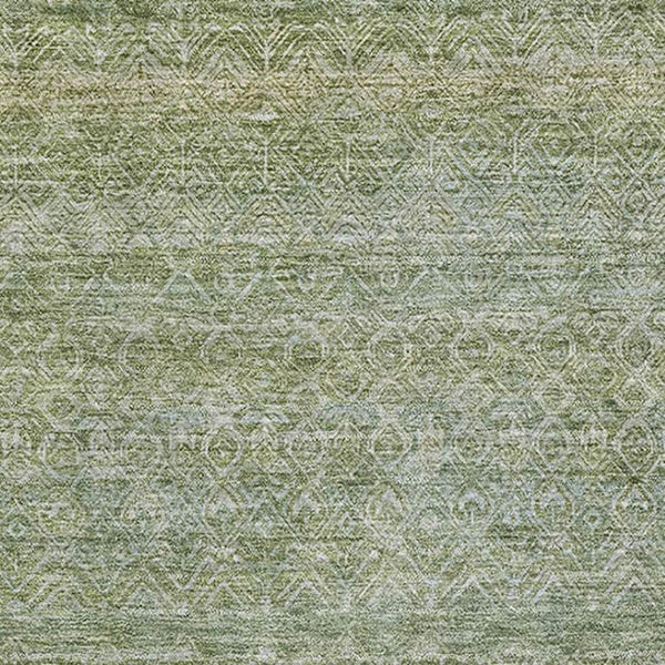 HomeRoots 8' Sage and Gray Striped Round Rug - Washable, UV Protected, Durable, Perfect for High-Traffic Areas 718034