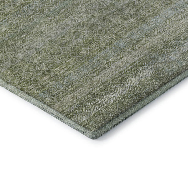 HomeRoots 8' Sage and Gray Striped Round Rug - Washable, UV Protected, Durable, Perfect for High-Traffic Areas 718034